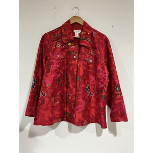 Womans Coldwater Creek Button Up Long Sleeve Blouse 2x Multi Color